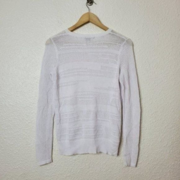 Vince Engineered Mesh Insert Crew Neck Sweater in White Women's Size Small - Picture 5 of 10